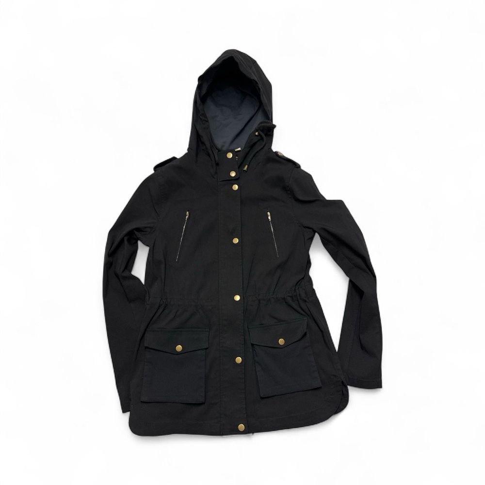 Eden‎ Society Black Zippered and Button Up Women’s Hooded Rain Coat   Small